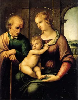 Holy Family with St. Joseph also known as Madonna with Beardless St. Joseph by Oil Painting Reproduction