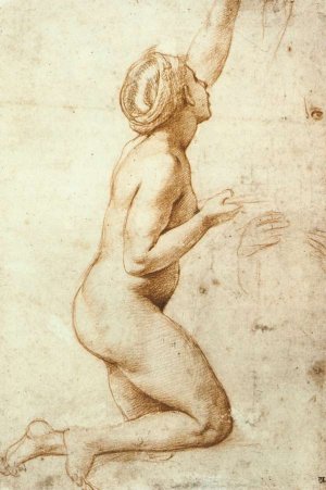 Main Product Photo of Kneeling Nude Woman Painting by Raphael