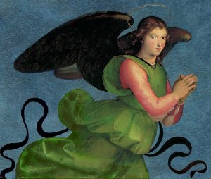 Main Product Photo of Madonna and Child Enthroned with Saintsdetail of Lunette Less Surrounding Work Painting by Raphael