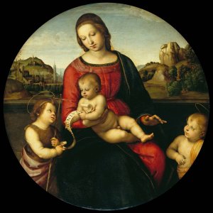 Main Product Photo of Mary with the Child, John the Baptist and a Holy Boy Painting by Raphael