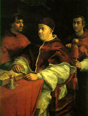 Pope Leo X with Two Cardinals by Raphael - Hand-Painted Oil Painting Reproduction