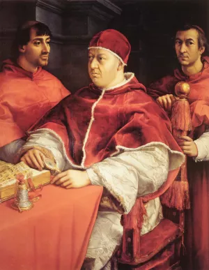 Portrait of Pope Leo X and Two Cardinals by Oil Painting Reproduction
