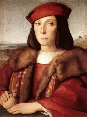 Main Product Photo of Portrait of Young Man with Apple Painting by Raphael
