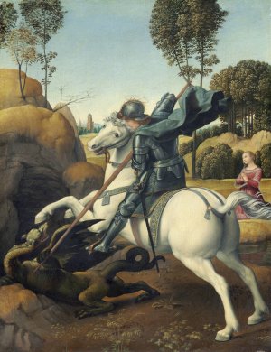 Main Product Photo of Saint George and the Dragon Painting by Raphael