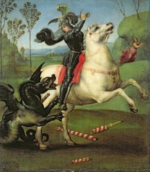 St. George Fighting the Dragon by Raphael Oil Painting Reproduction