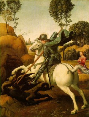 St. George Fighting the Dragon by Raphael Oil Painting Reproduction