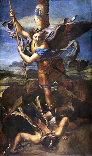 St Michael and the Satan by Raphael Oil Painting Reproduction