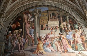 Main Product Photo of The Fire in the Borgo Painting by Raphael